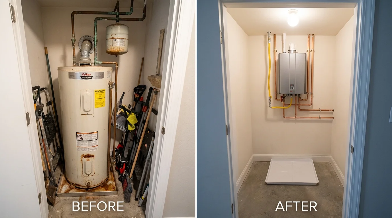 Tank water heater versus wall-mounted tankless unit comparison for Friona, TX homeowners
